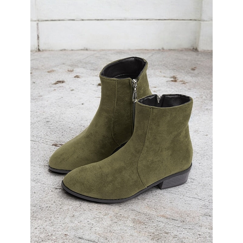 Camille Side-Zip Block Heel Ankle Boots