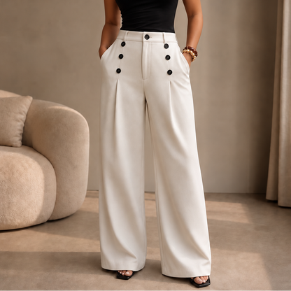 Juliette High-Waist Pleated Wide-Leg Pants