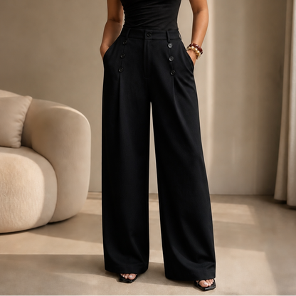 Juliette High-Waist Pleated Wide-Leg Pants