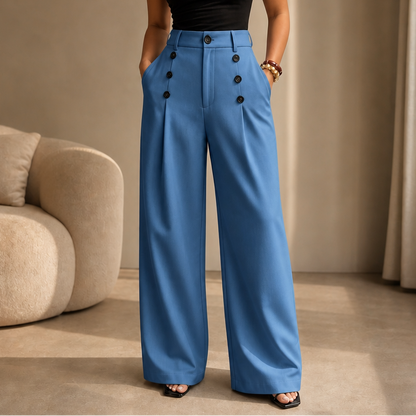 Juliette High-Waist Pleated Wide-Leg Pants