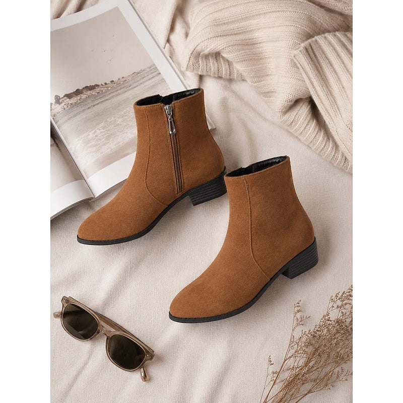 Camille Side-Zip Block Heel Ankle Boots