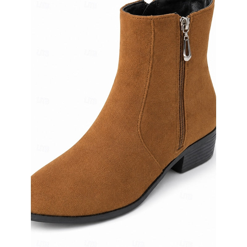 Camille Side-Zip Block Heel Ankle Boots