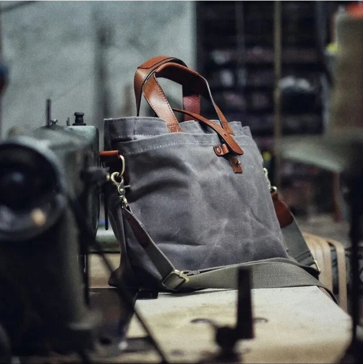 Leonora Waxed Canvas Crossbody Tote Bag