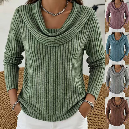 Apolline Cowl-Neck Ribbed Top