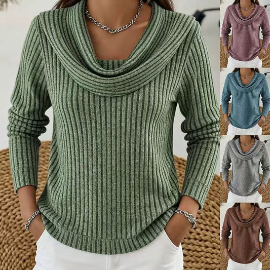 Apolline Cowl-Neck Ribbed Top