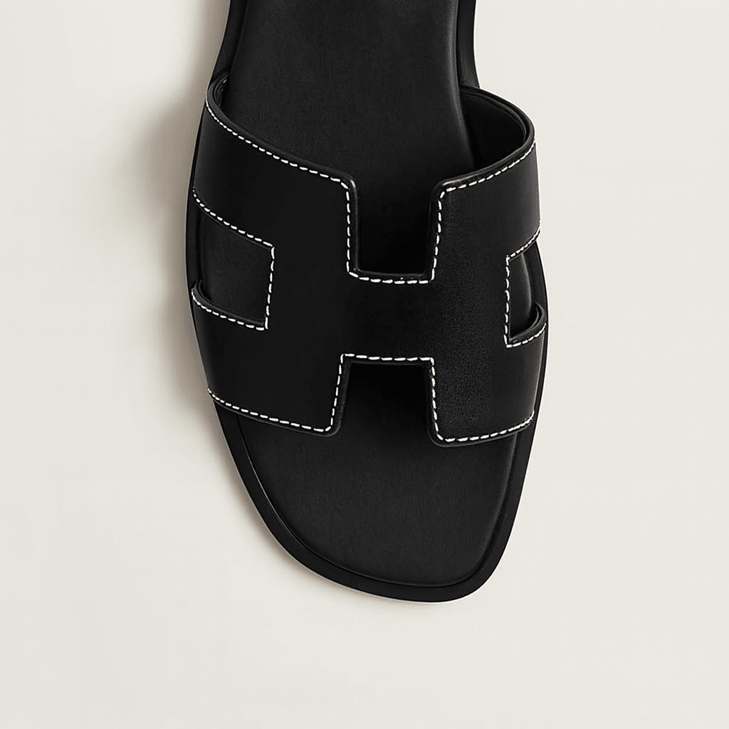 Rosetta Cut-Out Leather Slide Sandals