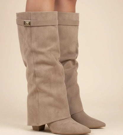 Verena Suede Pointed Toe Knee-High Boots