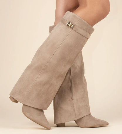 Verena Suede Pointed Toe Knee-High Boots
