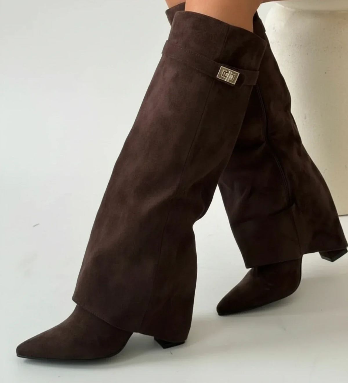 Verena Suede Pointed Toe Knee-High Boots