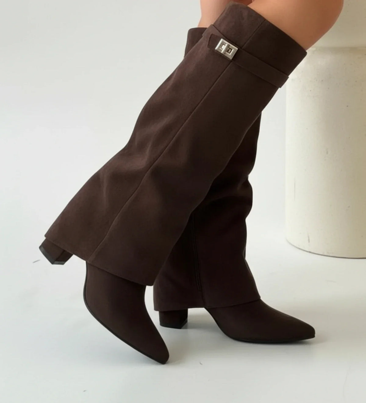 Verena Suede Pointed Toe Knee-High Boots