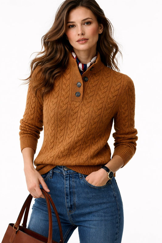 Ilona Wool Blend Cable-Knit Pullover