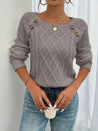 Nerina Cable-Knit Raglan Sleeve Sweater