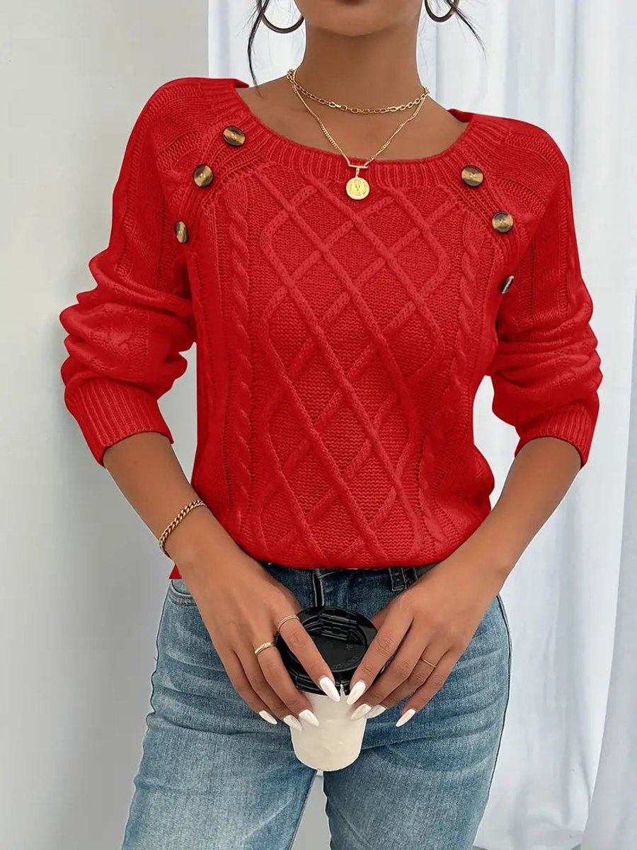 Nerina Cable-Knit Raglan Sleeve Sweater