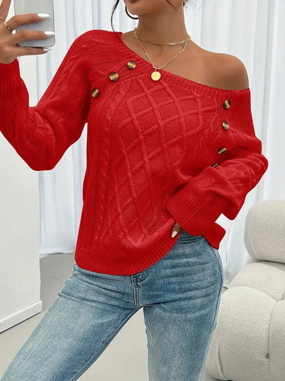 Nerina Cable-Knit Raglan Sleeve Sweater