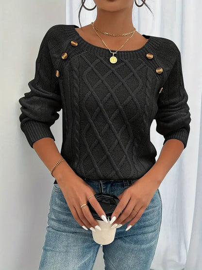 Nerina Cable-Knit Raglan Sleeve Sweater