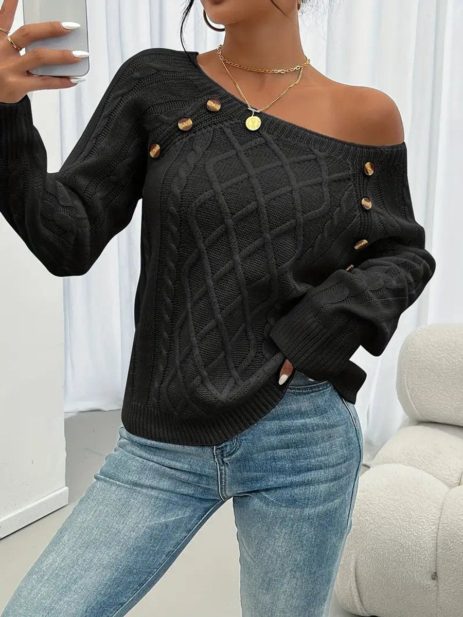 Nerina Cable-Knit Raglan Sleeve Sweater