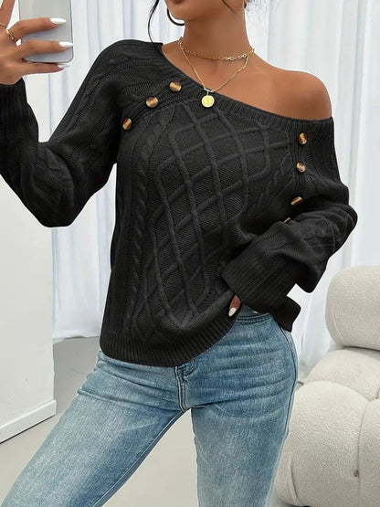 Nerina Cable-Knit Raglan Sleeve Sweater