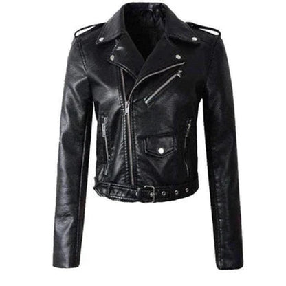 Valeria Belted Faux Leather Moto Jacket