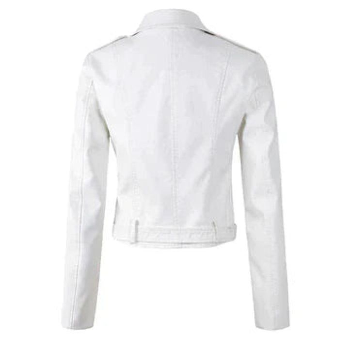 Valeria Belted Faux Leather Moto Jacket