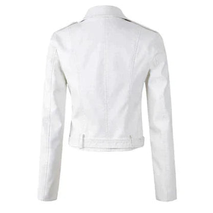 Valeria Belted Faux Leather Moto Jacket