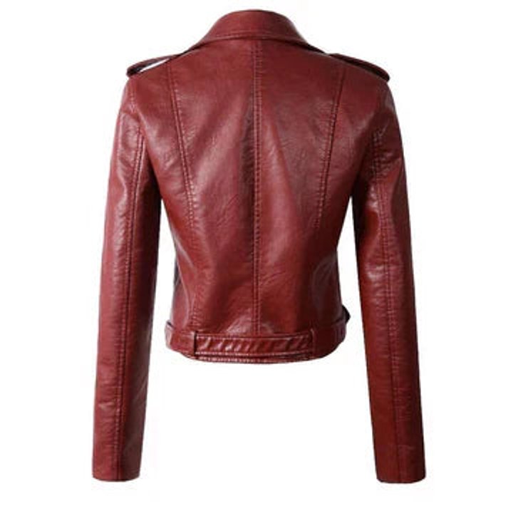 Valeria Belted Faux Leather Moto Jacket