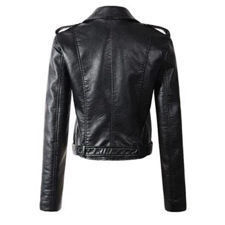 Valeria Belted Faux Leather Moto Jacket