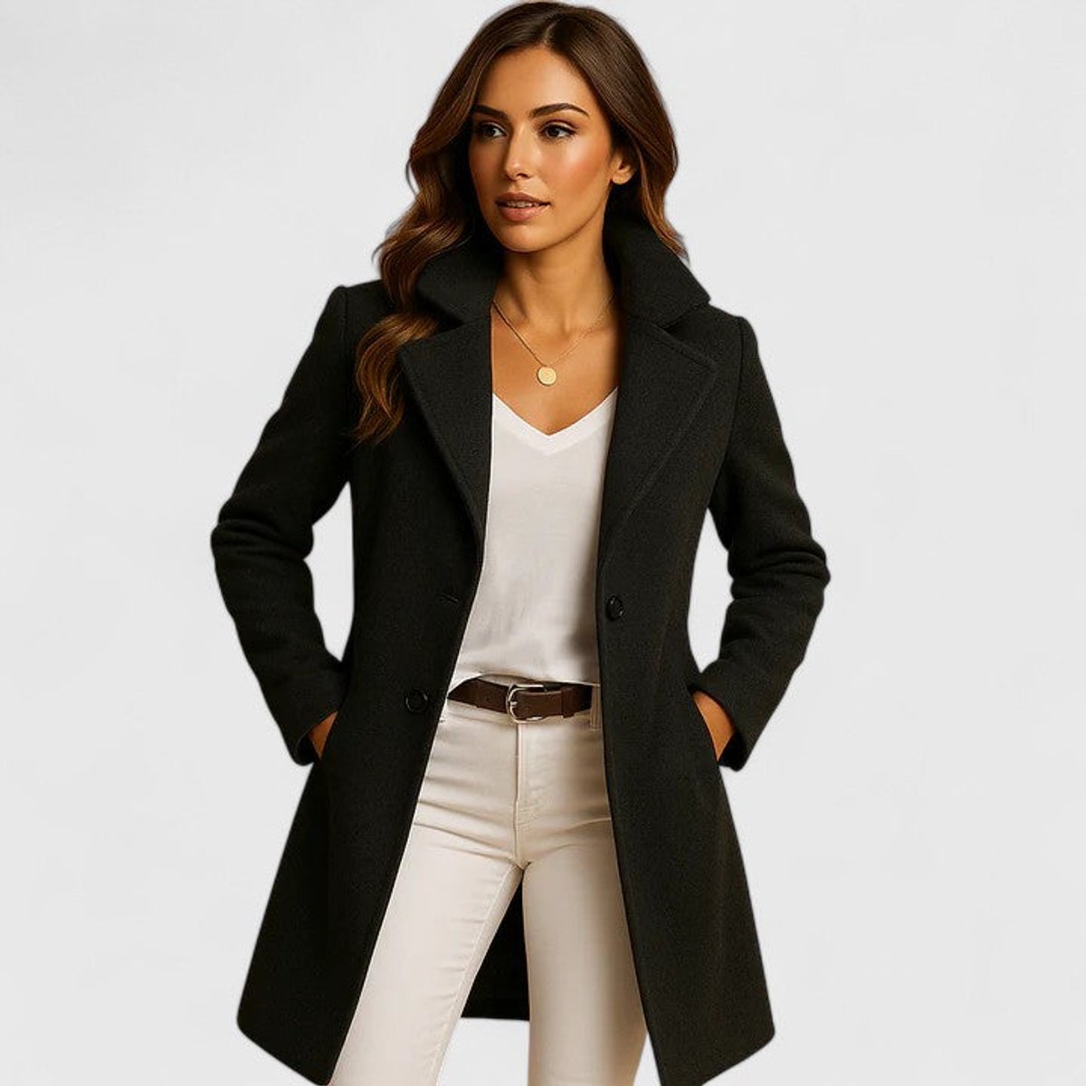Estelle Notch-Lapel Longline Coat