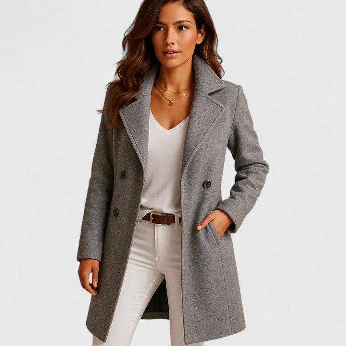 Estelle Notch-Lapel Longline Coat