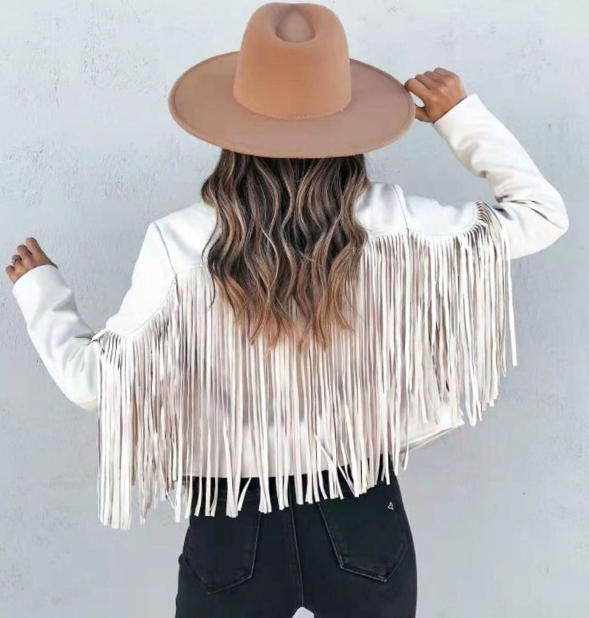 Fiorella Faux Suede Fringe Moto Jacket