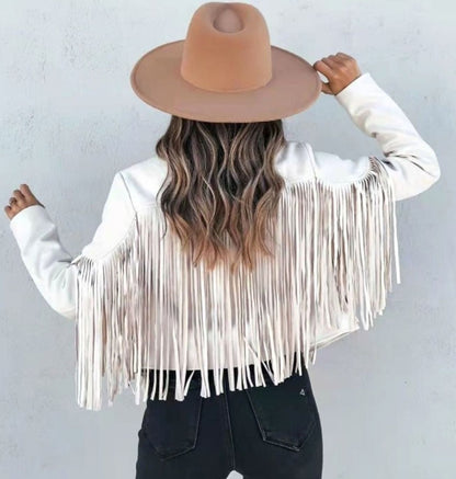 Fiorella Faux Suede Fringe Moto Jacket