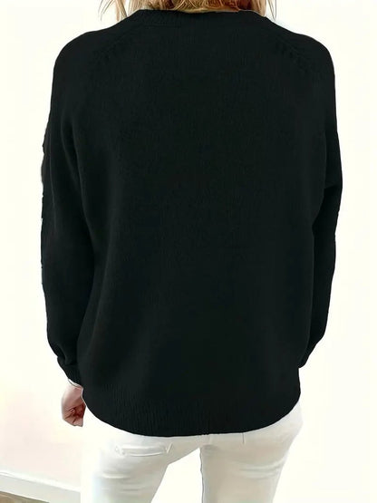 Florina Half-Button V-Neck Knit Sweater