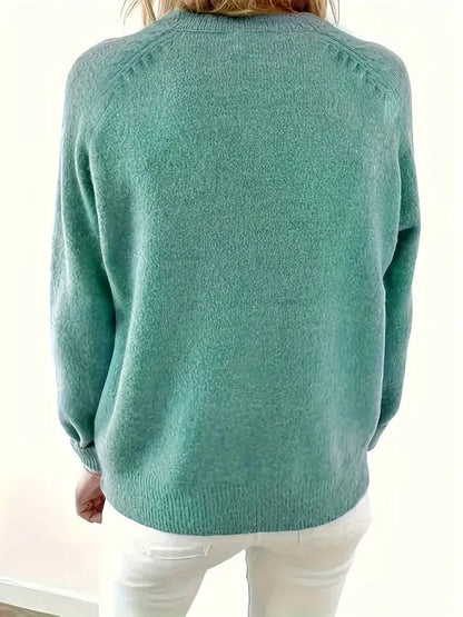Florina Half-Button V-Neck Knit Sweater