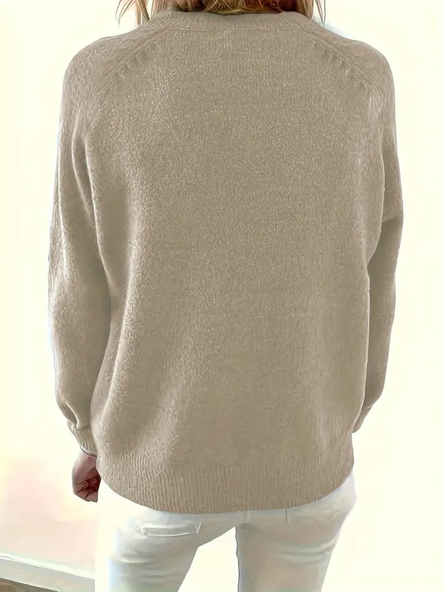 Florina Half-Button V-Neck Knit Sweater