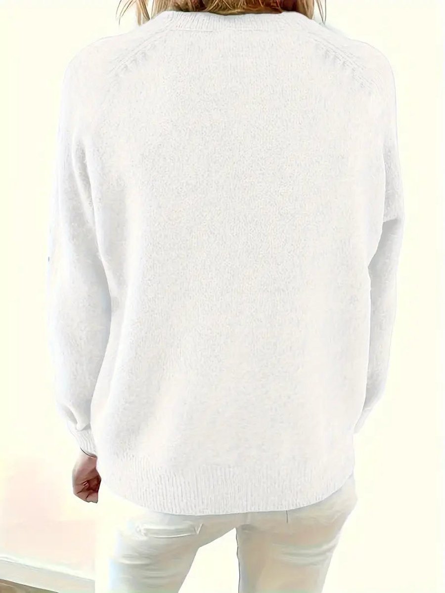 Florina Half-Button V-Neck Knit Sweater