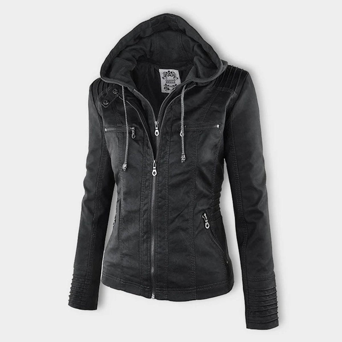 Celestia Hooded Faux Leather Jacket