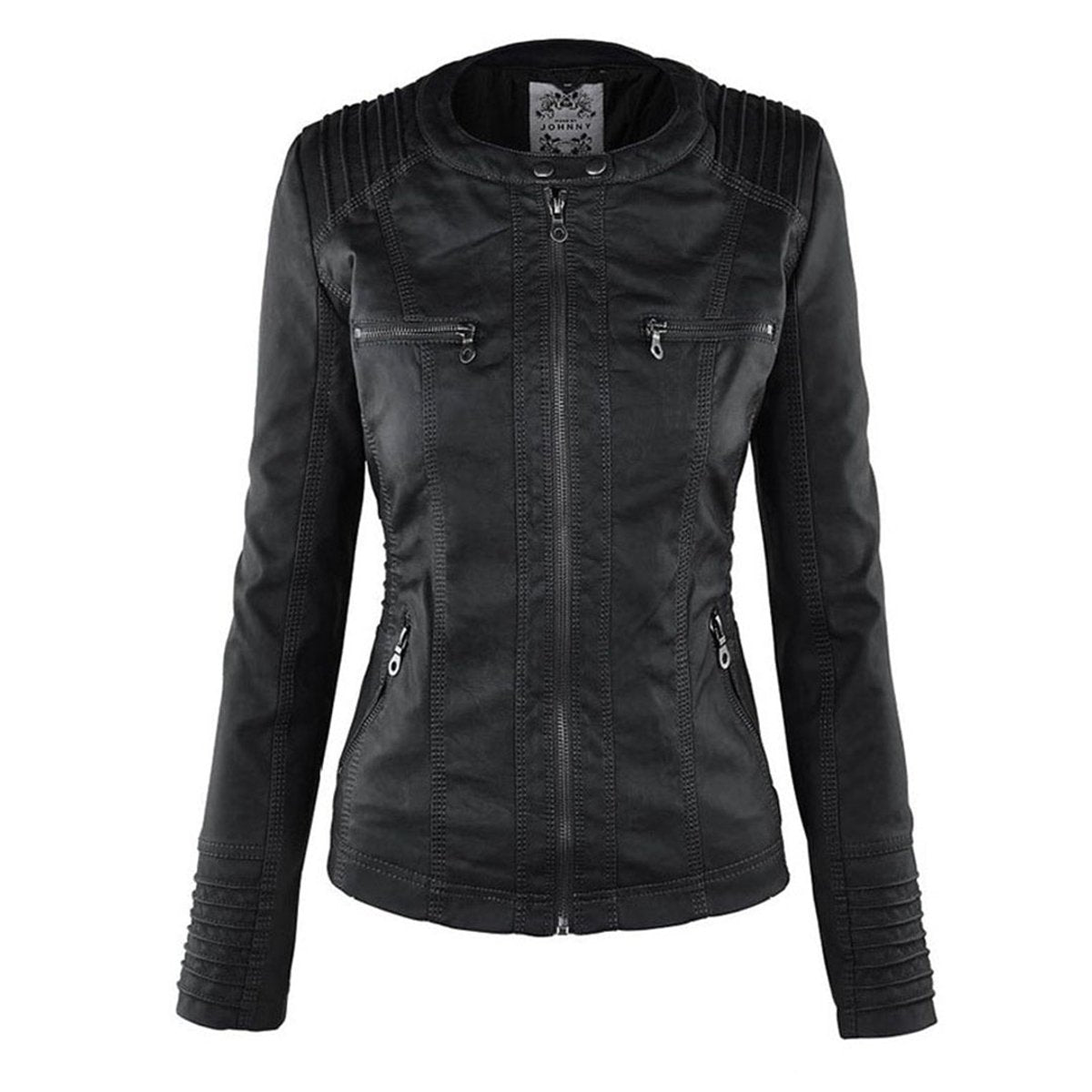 Celestia Hooded Faux Leather Jacket