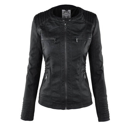 Celestia Hooded Faux Leather Jacket