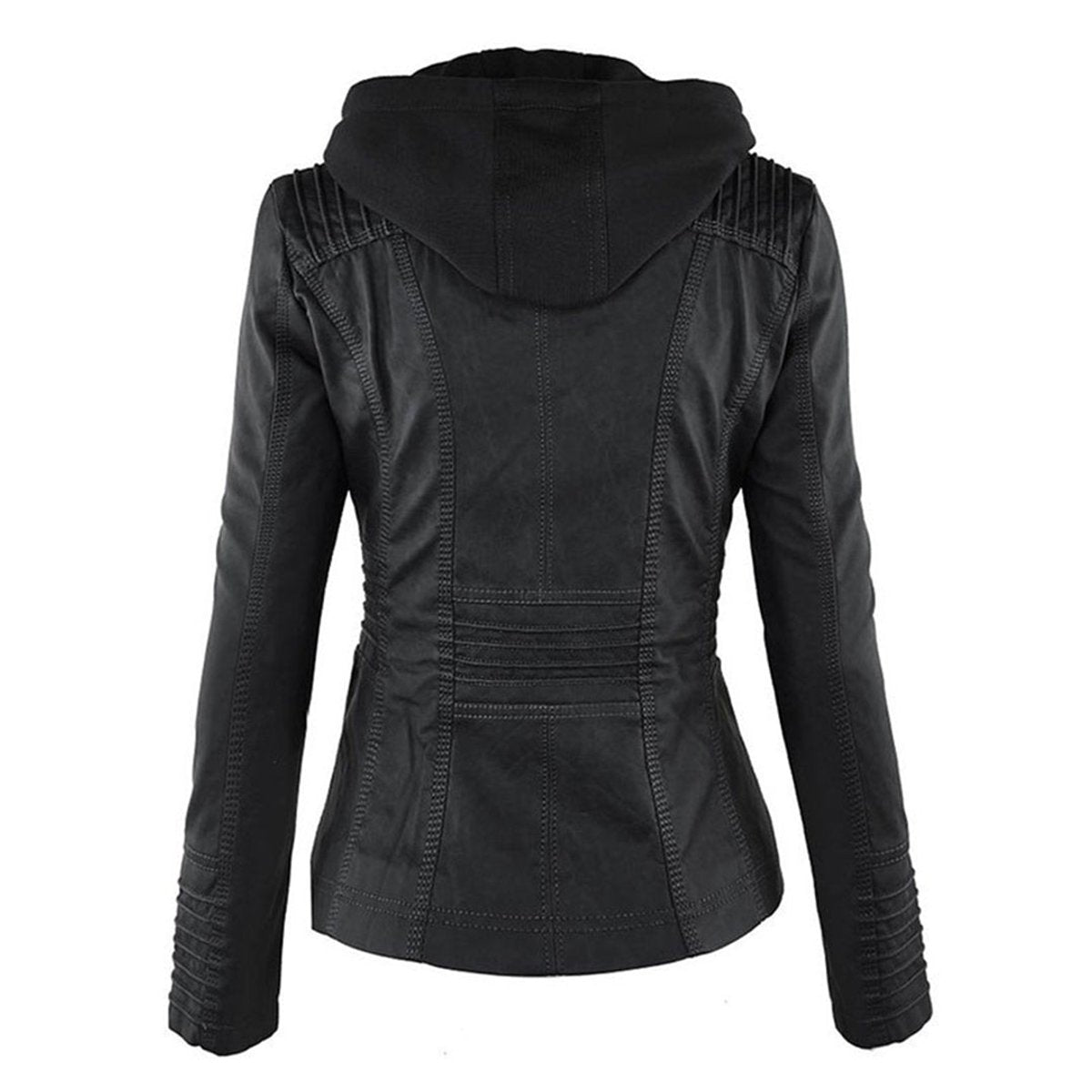 Celestia Hooded Faux Leather Jacket