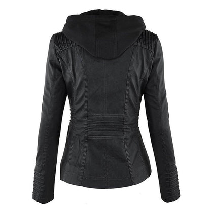Celestia Hooded Faux Leather Jacket