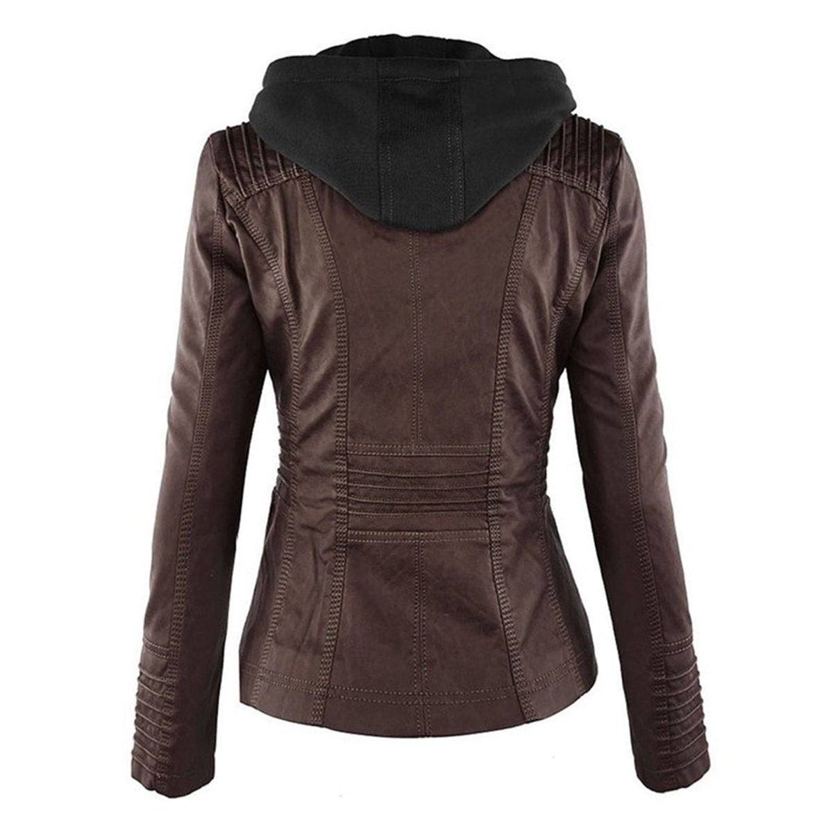 Celestia Hooded Faux Leather Jacket