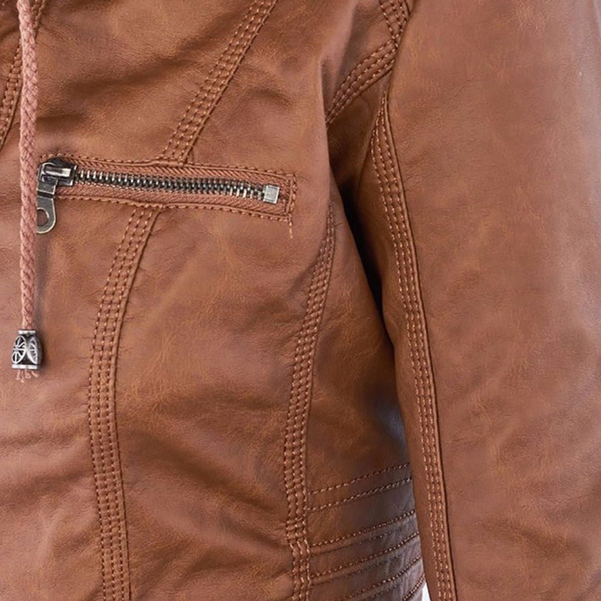 Celestia Hooded Faux Leather Jacket