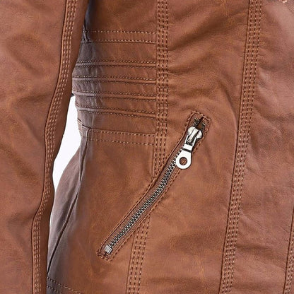 Celestia Hooded Faux Leather Jacket