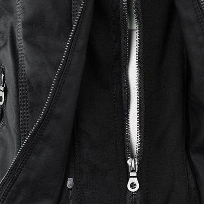 Celestia Hooded Faux Leather Jacket