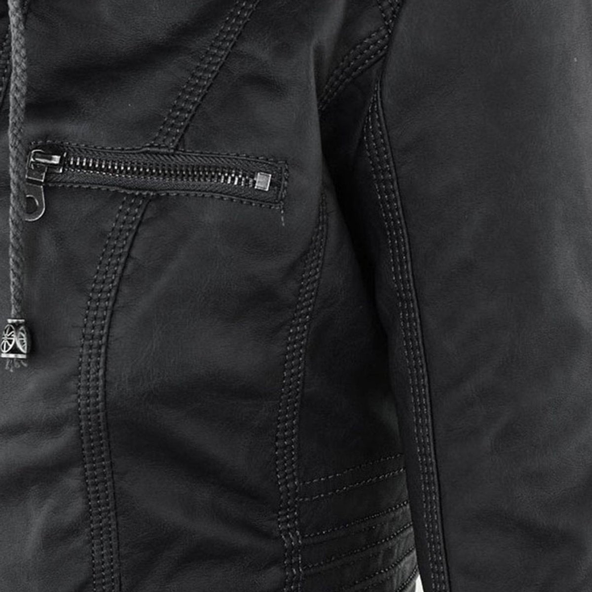 Celestia Hooded Faux Leather Jacket