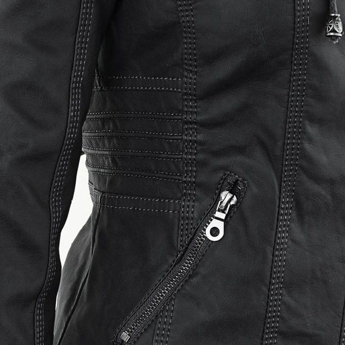Celestia Hooded Faux Leather Jacket