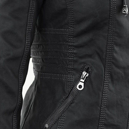 Celestia Hooded Faux Leather Jacket