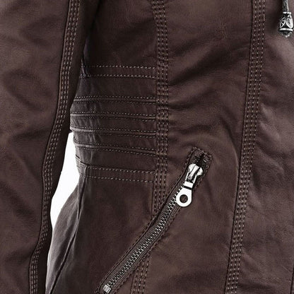 Celestia Hooded Faux Leather Jacket