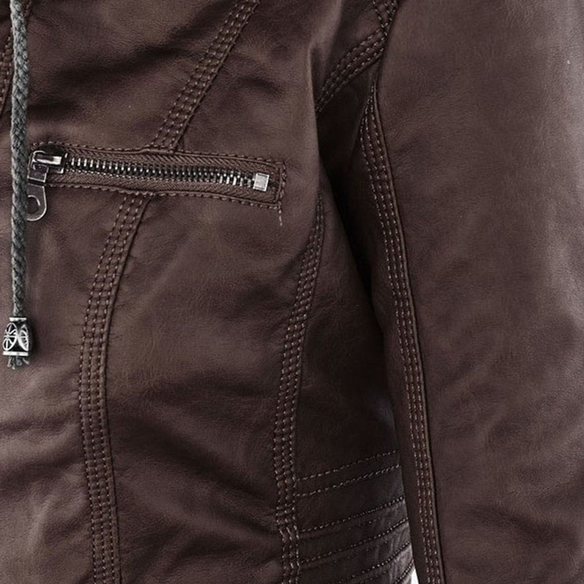 Celestia Hooded Faux Leather Jacket