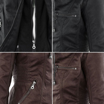 Celestia Hooded Faux Leather Jacket