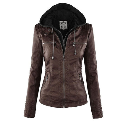 Celestia Hooded Faux Leather Jacket